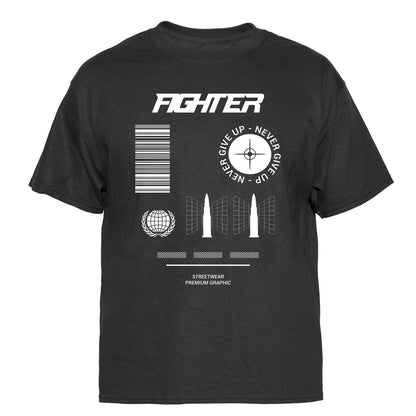 Fighter Never Give Up Vintage Graphic T-Shirt