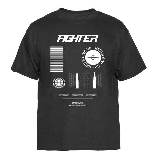 Fighter Never Give Up Vintage Graphic T-Shirt